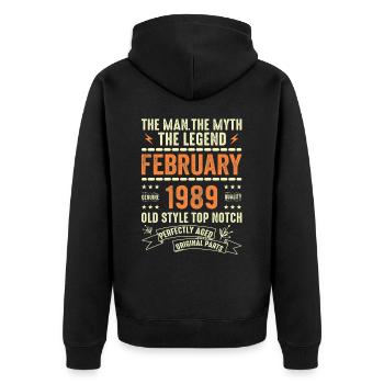 Februar 1989 - Februar 1989 Jahrestag Februar 1989 - Unisex Premium Bio Zip Hoodie - Schwarz - Hinten - Nico (187cm)
