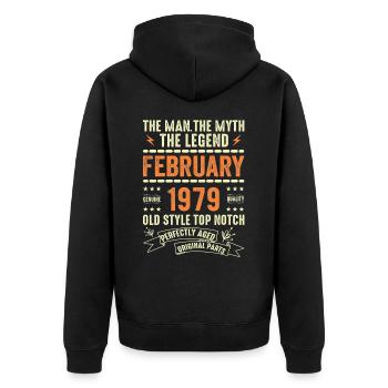 Février 1979 - Février 1979 Anniversaire Février 1979 - Veste à capuche bio Premium Unisexe - noir - Dos - Nico (187cm)