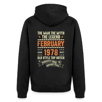 Février 1978 - Février 1978 Anniversaire Février 1978 - Veste à capuche bio Premium Unisexe - noir - Dos - Nico (187cm)