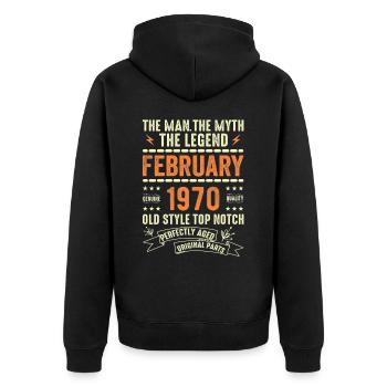 Février 1970 - Février 1970 Anniversaire Février 1970 - Veste à capuche bio Premium Unisexe - noir - Dos - Nico (187cm)