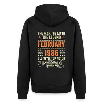 Février 1986 - Février 1986 Anniversaire Février 1986 - Veste à capuche bio Premium Unisexe - noir - Dos - Nico (187cm)