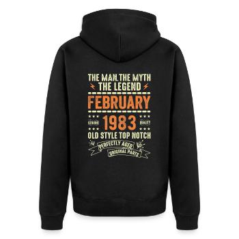 Février 1983 - Février 1983 Anniversaire Février 1983 - Veste à capuche bio Premium Unisexe - noir - Dos - Nico (187cm)