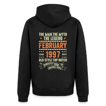 Février 1997 - Février 1997 Anniversaire Février 1997 - Veste à capuche bio Premium Unisexe - noir - Dos - Nico (187cm)