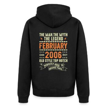 Februar 2006 - Februar 2006 Jahrestag Februar 2006 - Unisex Premium Bio Zip Hoodie - Schwarz - Hinten - Nico (187cm)