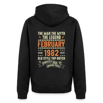 Februar 1982 - Februar 1982 Jahrestag Februar 1982 - Unisex Premium Bio Zip Hoodie - Schwarz - Hinten - Nico (187cm)
