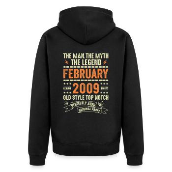 Février 2009 - Février 2009 Anniversaire Février 2009 - Veste à capuche bio Premium Unisexe - noir - Dos - Nico (187cm)