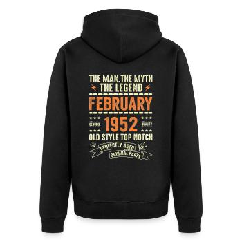 Février 1952 - Février 1952 Anniversaire Février 1952 - Veste à capuche bio Premium Unisexe - noir - Dos - Nico (187cm)