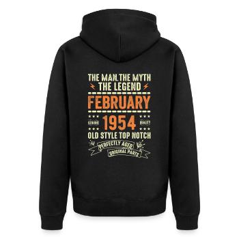 Februar 1954 - Februar 1954 Jahrestag Februar 1954 - Unisex Premium Bio Zip Hoodie - Schwarz - Hinten - Nico (187cm)