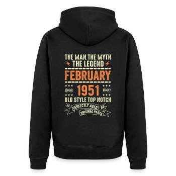 Février 1951 - Février 1951 Anniversaire Février 1951 - Veste à capuche bio Premium Unisexe - noir - Dos - Nico (187cm)