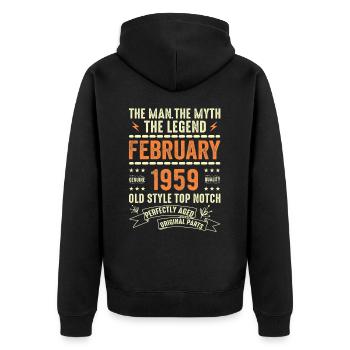 Février 1959 - Février 1959 Anniversaire Février 1959 - Veste à capuche bio Premium Unisexe - noir - Dos - Nico (187cm)
