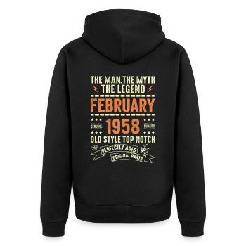 Février 1958 - Février 1958 Anniversaire Février 1958 - Veste à capuche bio Premium Unisexe - noir - Dos - Nico (187cm)