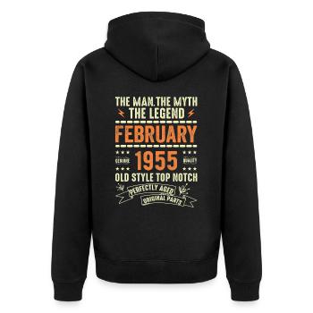 Février 1955 - Février 1955 Anniversaire Février 1955 - Veste à capuche bio Premium Unisexe - noir - Dos - Nico (187cm)