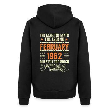 Février 1962 - Février 1962 Anniversaire Février 1962 - Veste à capuche bio Premium Unisexe - noir - Dos - Nico (187cm)