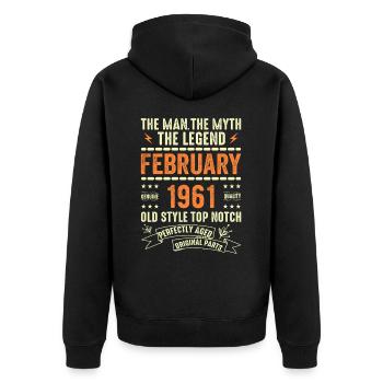 Février 1961 - Février 1961 Anniversaire Février 1961 - Veste à capuche bio Premium Unisexe - noir - Dos - Nico (187cm)