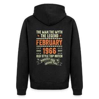 Février 1966 - Février 1966 Anniversaire Février 1966 - Veste à capuche bio Premium Unisexe - noir - Dos - Nico (187cm)