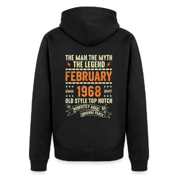Février 1968 - Février 1968 Anniversaire Février 1968 - Veste à capuche bio Premium Unisexe - noir - Dos - Nico (187cm)