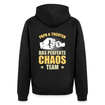 Papa Tochter das perfekte Chaos Team - Unisex Premium Bio Zip Hoodie - Schwarz - Hinten - Nico (187cm)