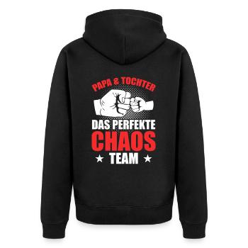 Papa Tochter das perfekte Chaos Team - Unisex Premium Bio Zip Hoodie - Schwarz - Hinten - Nico (187cm)