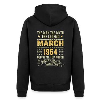 Mars 1964 Jubilé 1964 - Légendes Mars 1964 - Veste à capuche bio Premium Unisexe - noir - Dos - Nico (187cm)
