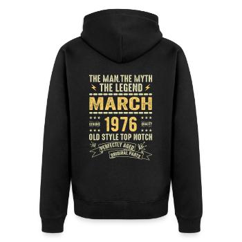 Mars 1976 Jubilé 1976 - Légendes Mars 1976 - Veste à capuche bio Premium Unisexe - noir - Dos - Nico (187cm)