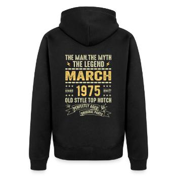 Mars 1975 Jubilé 1975 - Légendes Mars 1975 - Veste à capuche bio Premium Unisexe - noir - Dos - Nico (187cm)