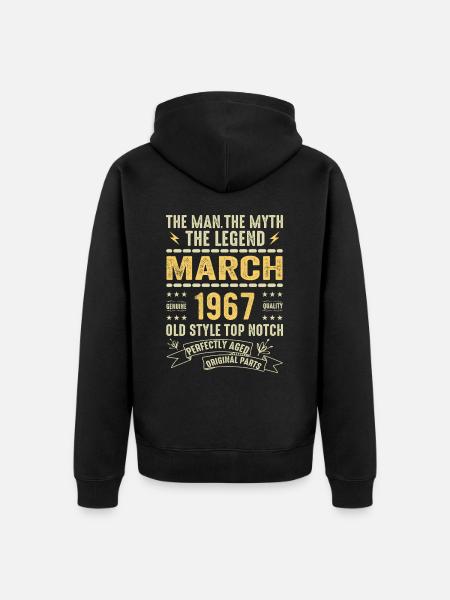 März 1967 Jubiläum 1967 - Legenden März 1967 - Premium økologisk unisex-hættejakke - sort