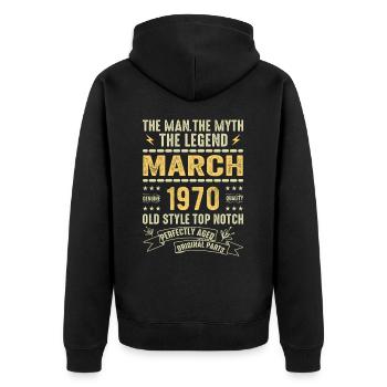 Mars 1970 Jubilé 1970 - Légendes Mars 1970 - Veste à capuche bio Premium Unisexe - noir - Dos - Nico (187cm)