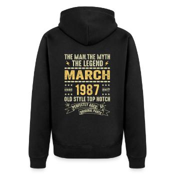March 1987 Jubilee 1987 - Legends March 1987 - Unisex Premium Organic Zip Hoodie - black - Back - Nico (187cm)