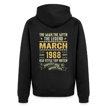 March 1988 Jubilee 1988 - Legends March 1988 - Unisex Premium Organic Zip Hoodie - black - Back - Nico (187cm)