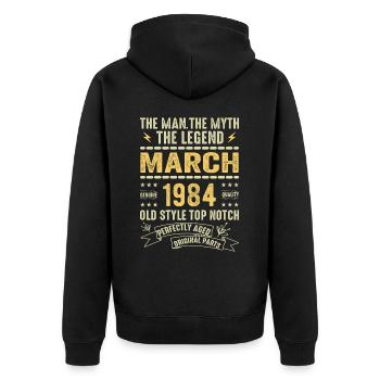Mars 1984 Jubilé 1984 - Légendes Mars 1984 - Veste à capuche bio Premium Unisexe - noir - Dos - Nico (187cm)
