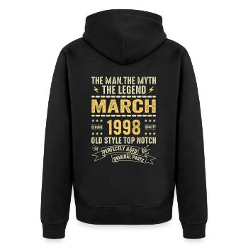 Mars 1998 Jubilé 1998 - Légendes Mars 1998 - Veste à capuche bio Premium Unisexe - noir - Dos - Nico (187cm)