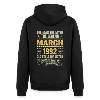 Mars 1992 Jubilé 1992 - Légendes Mars 1992 - Veste à capuche bio Premium Unisexe - noir - Dos - Nico (187cm)