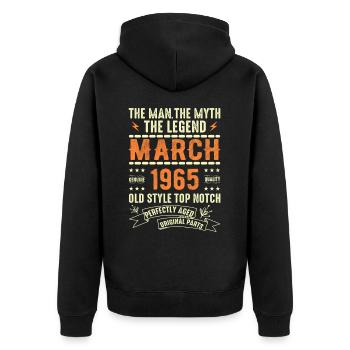 Mars 1965 Cadeau d’anniversaire Vintage Mars 1965 - Veste à capuche bio Premium Unisexe - noir - Dos - Nico (187cm)