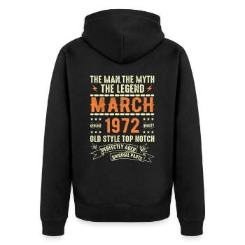 Mars 1972 Cadeau d’anniversaire Vintage Mars 1972 - Veste à capuche bio Premium Unisexe - noir - Dos - Nico (187cm)