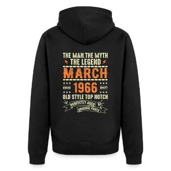 Mars 1966 Cadeau d’anniversaire Vintage Mars 1966 - Veste à capuche bio Premium Unisexe - noir - Dos - Nico (187cm)