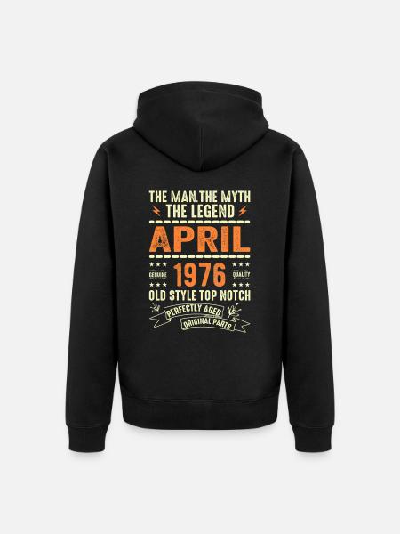 APRIL 1976, APRIL 1976 - Unisex Premium Organic Zip Hoodie - black