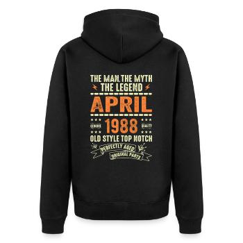 AVRIL 1988, AVRIL 1988 - Veste à capuche bio Premium Unisexe - noir - Dos - Nico (187cm)