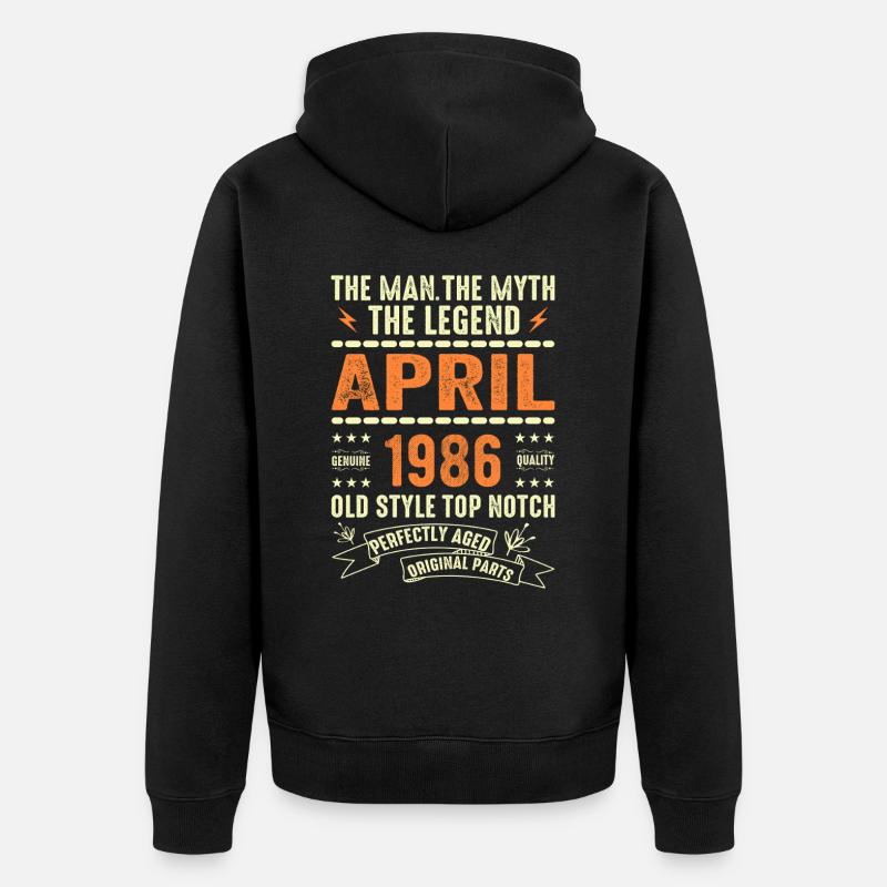 AVRIL 1986, AVRIL 1986 - Veste à capuche bio Premium Unisexe - noir