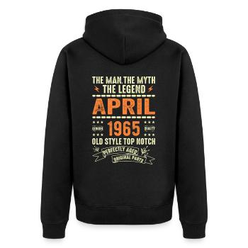 April 1965, APRIL 1965 - Unisex Premium Organic Zip Hoodie - black - Back - Nico (187cm)