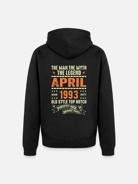 April 1993, APRIL 1993 - Unisex Premium Organic Zip Hoodie - black