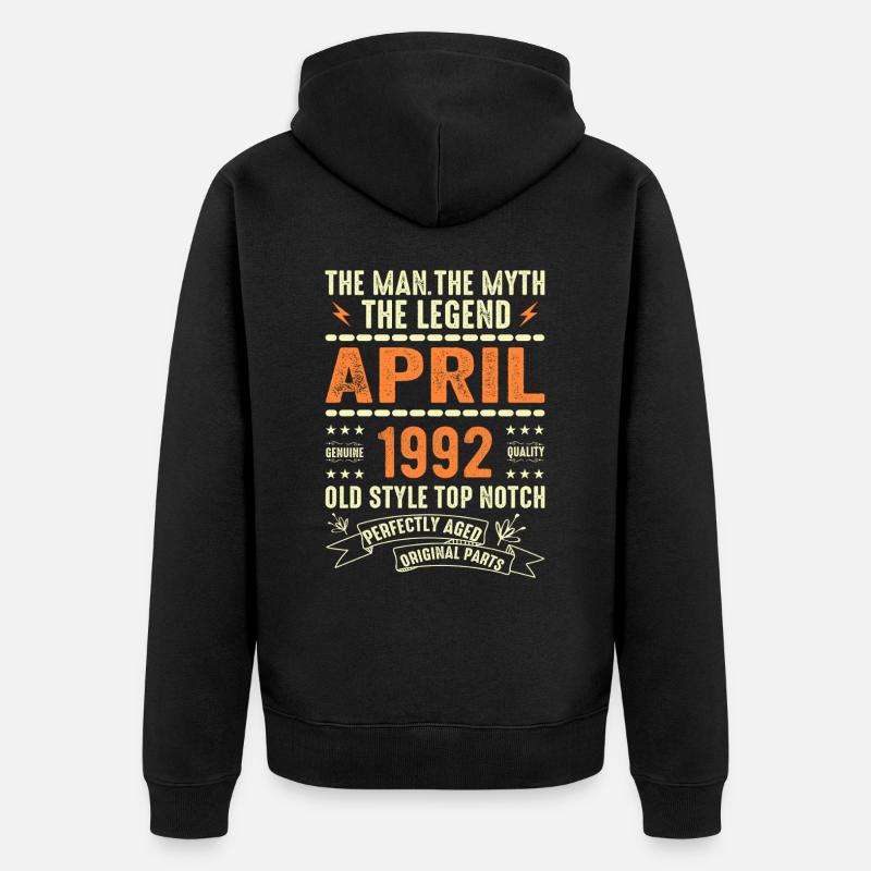 april 1992, APRIL 1992 - Unisex Premium Bio Zip Hoodie - Schwarz