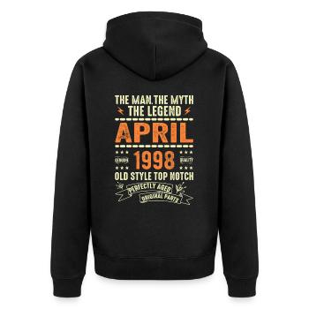 April 1998, APRIL 1998 - Unisex Premium Organic Zip Hoodie - black - Back - Nico (187cm)