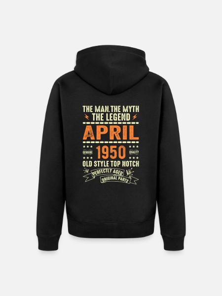 APRIL 1950, APRIL 1950 - Unisex Premium Organic Zip Hoodie - black