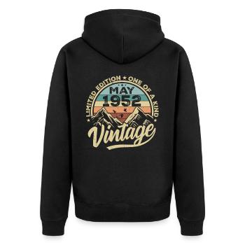 Geburtstag Vintage Mai 1952 original May 1952 - Unisex Premium Bio Zip Hoodie - Schwarz - Hinten - Nico (187cm)