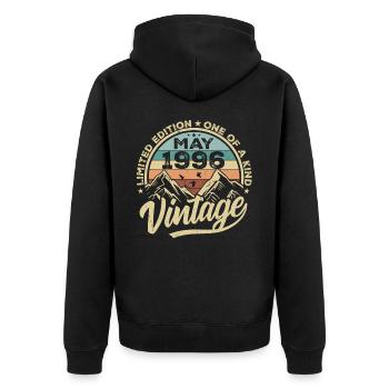 Birthday Vintage May 1996 original May 1996 - Unisex Premium Organic Zip Hoodie - black - Back - Nico (187cm)