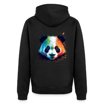 Watercolor Colored Panda Illustration - Unisex Premium Organic Zip Hoodie - black - Back - Nico (187cm)