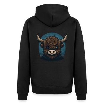 Baby Yak Head - Unisex Premium Organic Zip Hoodie - black - Back - Nico (187cm)