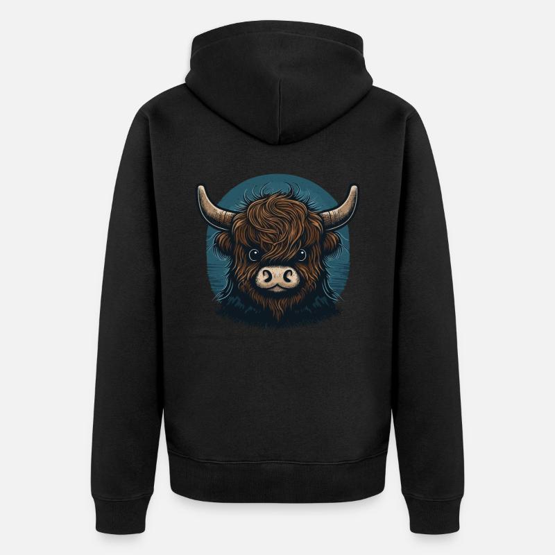 Tête de bébé yak - Veste à capuche bio Premium Unisexe - noir