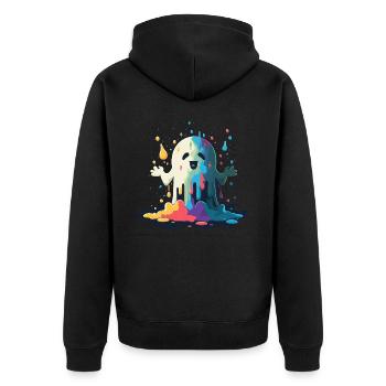 Ghost Rain - Unisex Premium Organic Zip Hoodie - black - Back - Nico (187cm)