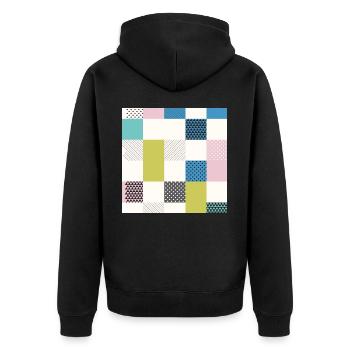 Abstrakte Kunst Quadrate - Unisex Premium Bio Zip Hoodie - Schwarz - Hinten - Nico (187cm)